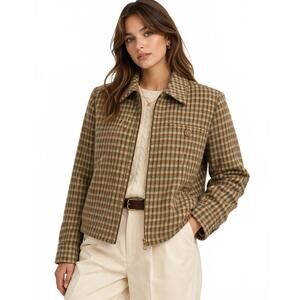 Woolrich Plaid Zip-Up Jacket Women’s Small - Vintage Jacket Neutral Earth Tones